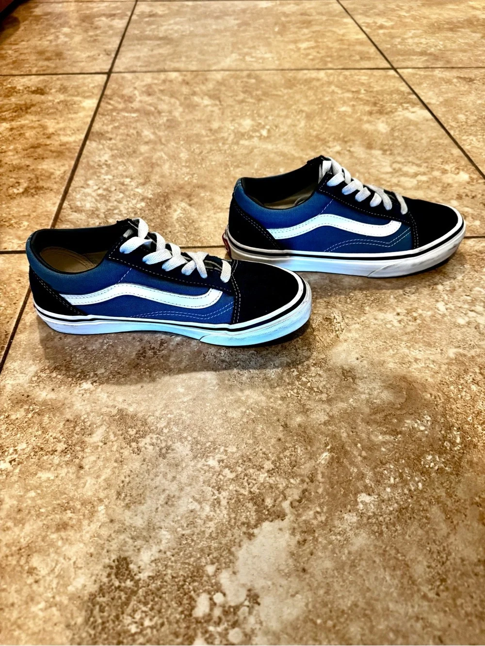 Vans Kids Sneakers Navy Blue and White Low Top